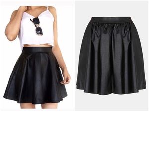 Vegan Faux Leather Skater Skirt